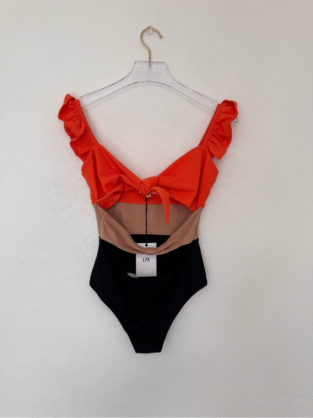 LPA Colorblock One-Piece in Orange, Beige & Black